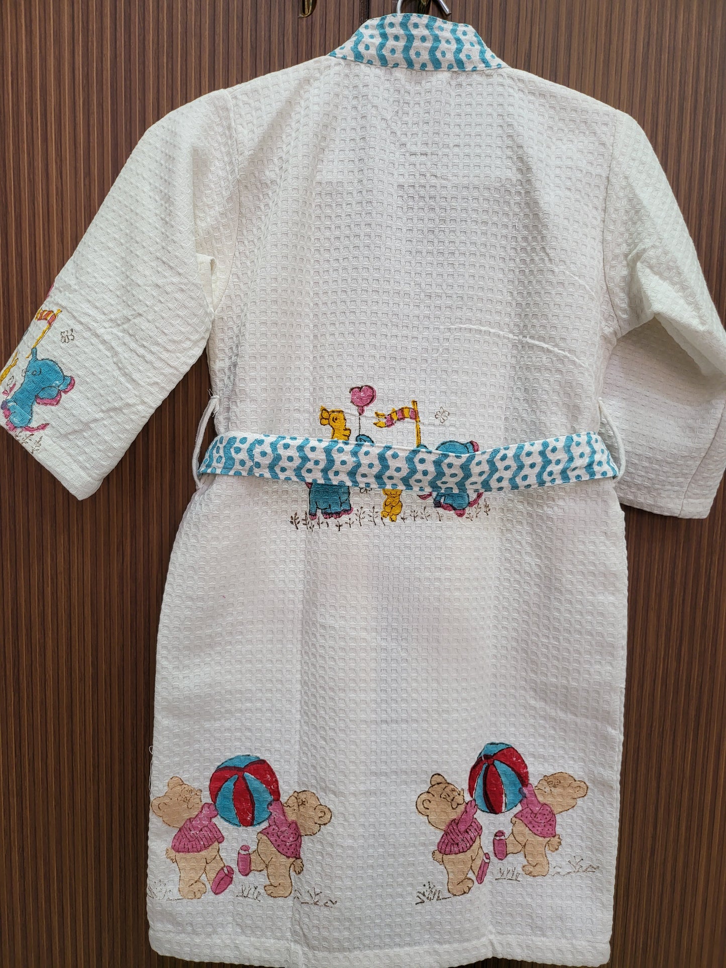 Teddy Blue - Kids Waffle Cotton Bathrobe