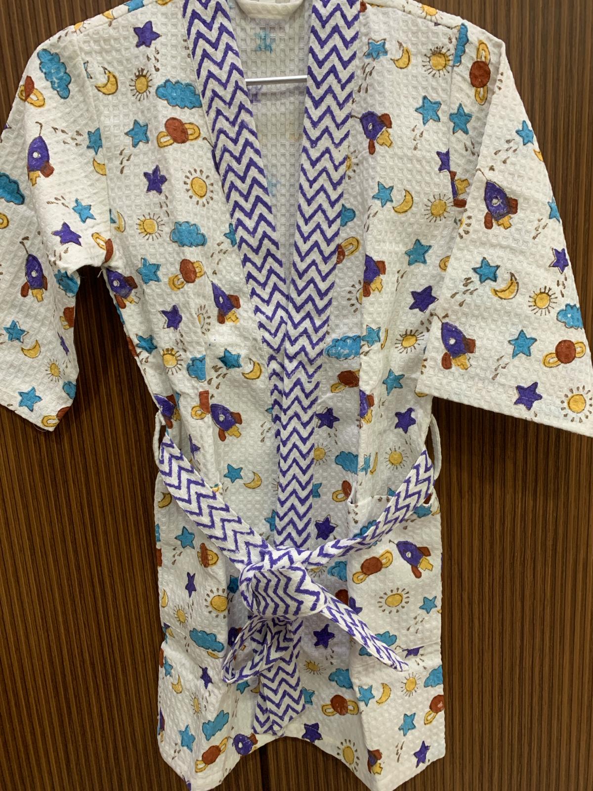 Purple Space - Kids Waffle Cotton Bathrobe
