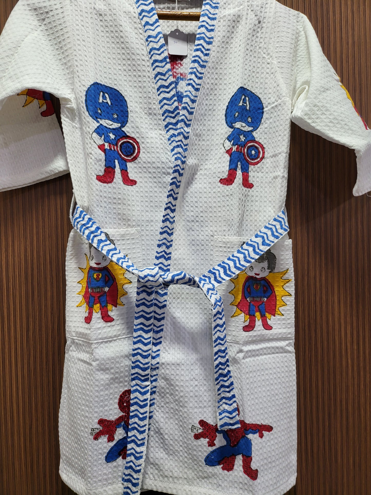 Superhero - Kids Waffle Cotton Bathrobe