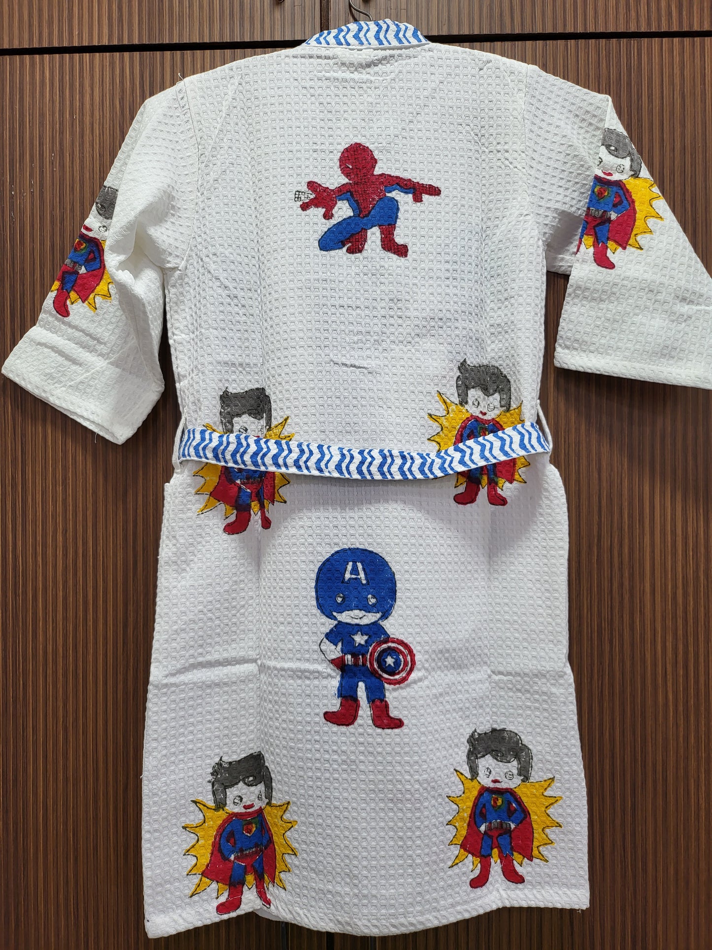 Superhero - Kids Waffle Cotton Bathrobe