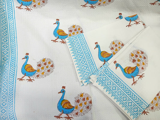 Handblock Printed Waffle Weave Cotton Towel Set(1 Bath, 2 Hand)