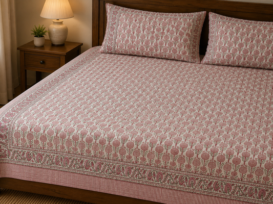 Cotton Handblock bedsheet - Hastkala - King Size