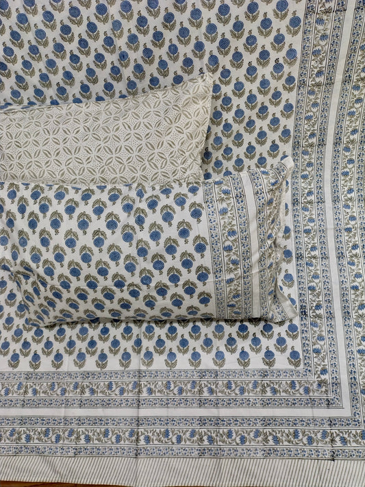 Cotton Handblock bedsheet - Hastkala - King Size