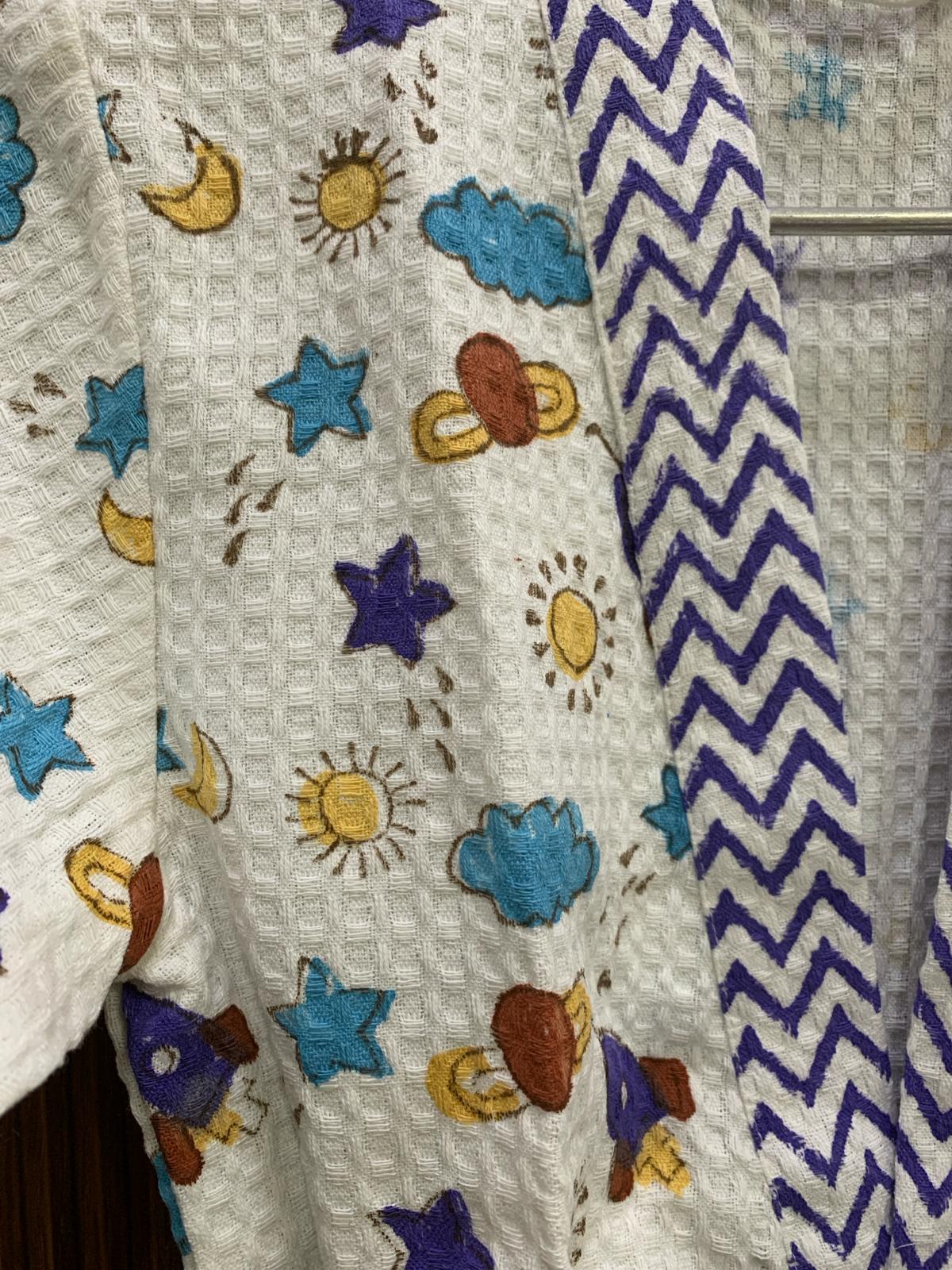 Purple Space - Kids Waffle Cotton Bathrobe