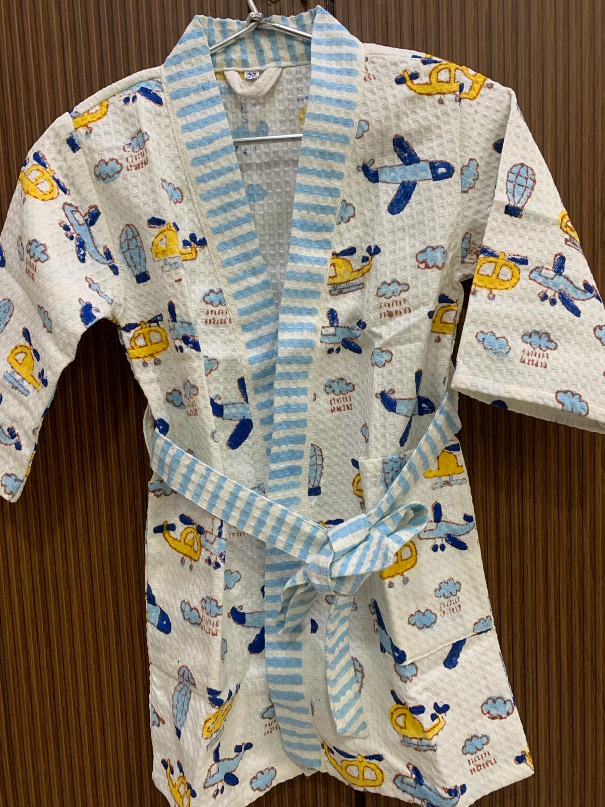 Helicopter - Kids Waffle Cotton Bathrobe